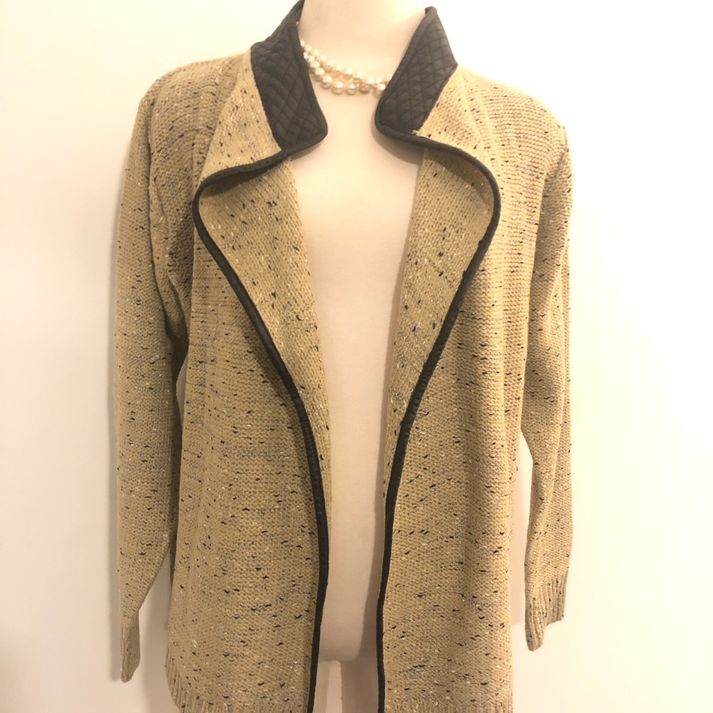 Knit 🧶 Cardi with Leather Quilting